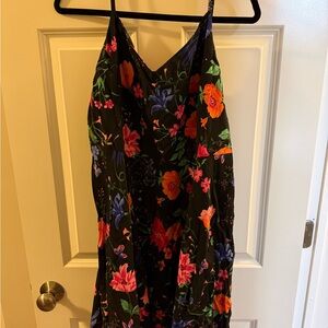 Old Navy Black Midi Dress with Floral Print